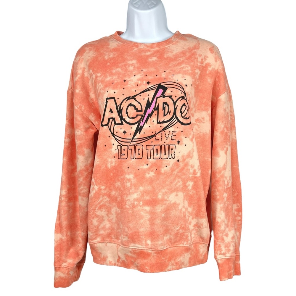 AC/DC Unisex Kids XXL Summer Peach Tie-Dye‎ Graphic Crewneck Pullover Sweatshirt